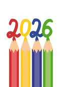Voeux color&eacute;s 2026 avec des crayons joyeux